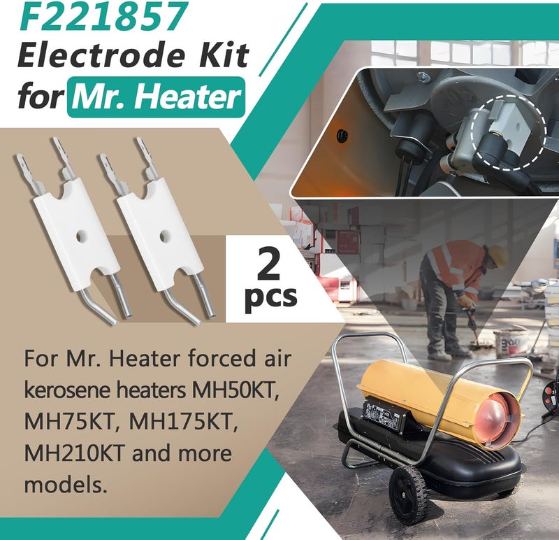 Gfdoso F221857 Electrode Kit Replacement for Mr. Heater MH50KT MH75KT MH175KT MH210KT (FAK 2006 To Current Models) and Fit for Forced Air Kerosene Heaters Igniter - White Igniter Accessory - Image 2
